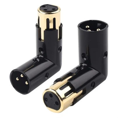 Adjustable 3-PIN Right Angle XLR Adapter 2 Pack - 90 Degree XLR Male/Female Gold Plated Heavy Duty Metal Connector, L Shape Extender