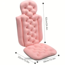 1pc Bathtub Cushion,One-Piece Design,Luxury Tub Pillow For Bath For Headrest Neck And Back Support, Skin-Friendly Swimsuit Material,160 Anti-Slip Suction Cups,5d Air Mesh Technology,Non-Slip Suction Cups(Pink)