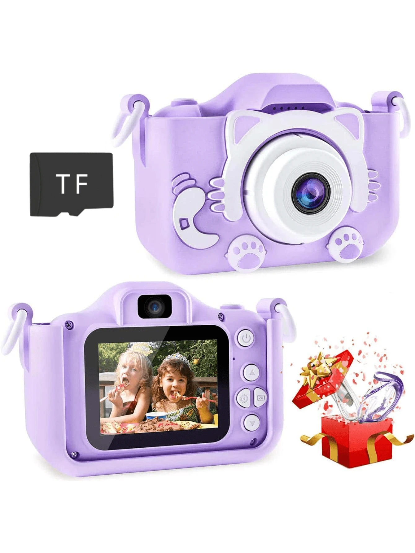Yowmoy A Children Camera With Three Colors Cat/Bee/Bear, Mini Funny Cartoon Digital Camera Toy For Boys And Girls, Able To Take Pictures, Comes With A Memory Storage Card As An Ideal Birthday Gift, Creative Game Toy That Records Memories
