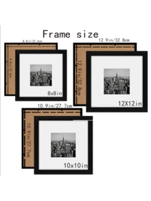 1/3 set de cadres photo givrés de 20x20cm/25x25cm/30x30cm, cadre mural de galerie, décoration murale de collage carré, blanc, cadres photo multicolores en bois et noir pour la décoration de la maison
