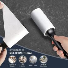 1套带手柄的粘性替换头，配有易于移除的粘性贴纸，可快速去除衣物、家具和地毯上的动物毛发、猫狗毛发、灰尘和绒毛。1卷纸筒内含60张贴纸。 - 彩色 - 查看 4