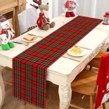 1/20 Stücke rechteckiger Tischläufer, retroer und atmosphärischer karierter Muster Tischläufer, geeignet für Zuhause Küche, Wohnzimmer, Esszimmer, Balkon Kaffeetisch, Feiertags-Party Outdoor Picknick Dekoration, Weihnachtsdekoration. - Verschiedenfarbig - Übersicht 9