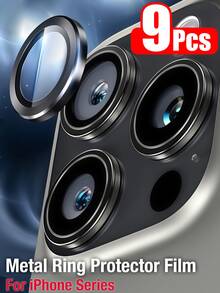 3 Packs Camera Lens Protective Film, Camera Lens Protector, Suitable For IPhone Protective Case, Protective Film, 9H Tempered Glass Camera Cover Screen Protector Metal Ring Decorative Accessories For IPhone 16 Pro Max/16/16 Pro/16 Plus/15 Pro Max/15 /15 Pro/15plus/14pro Max/14 Pro/ 13 Pro Max/12/11 (CD Grain Black 9pcs) Applicable To Daily Shield, Office, Home Phone Camera Cover Waterproof Shockproof Anti-Fall Scratch Resistant