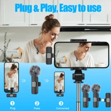 Wireless Lavalier Microphone Compatible With IPhone IPad Lapel Mics Plug-Play 2.4G Ultra-Low Delay Built-In Noise Reduction Chip 8H Working Time For Video Recording Interview Podcast Vlog - TyoeC (for IP15 Above) - View 4