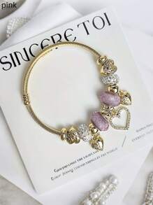 1pc Women's Stainless Steel Charm Swan Love Pendant Bracelet(Free Size Is Light Blue)