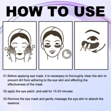 1片保湿葡萄眼膜，滋养水晶凝胶紧致眼周肌肤，减少皱纹，淡化黑眼圈，抗衰老保湿胶原蛋白玻尿酸凝胶眼膜，修复、滋养并紧致眼周肌肤，令其更紧致、更有弹性、更透亮，个人护理眼膜 - 紫色 - 查看 8