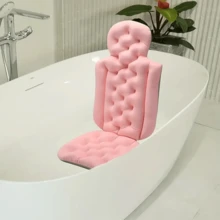 1pc Bathtub Cushion,One-Piece Design,Luxury Tub Pillow For Bath For Headrest Neck And Back Support, Skin-Friendly Swimsuit Material,160 Anti-Slip Suction Cups,5d Air Mesh Technology,Non-Slip Suction Cups(Pink)