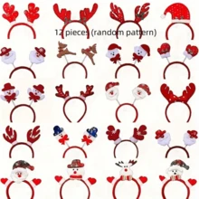 6/12 pezzi Fasce per capelli natalizie - Fasce in plastica per le feste con disegni di Babbo Natale, pupazzo di neve e corna di renna, adatte per decorazioni per feste di Natale, feste di Capodanno e forniture per eventi, copricapi per feste, costumi natalizi, comode da indossare, ideali per decorazioni natalizie, regali di Natale, accessori per feste, forniture per feste, gadget per feste, regali di Capodanno, cappelli per feste, accessori per capelli natalizi, cosplay, decorazioni natalizie, unisex - Multicolore - Visualizzare 1