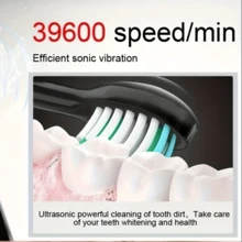 Escova de Dentes Elétrica 5 Modos 8 Cabeças de Escova Reposição Carregamento Sem Fio Grau Ipx7 À Prova d'Água Inclui Caixa de Viagem Casual Presente Ideal para Casa e Viagens de Adultos para Proteger a Saúde Bucal com Clareamento dos Dentes