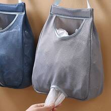 Washable Plastic Bag Dispenser - Wall Mounted Mesh Garbage Bag Dispenser - Multifunctional Kitchen Storage Bag - Washable Plastic Bag Rack Storage Organizer, Suitable For Kitchens Home Decor, Party Storage, Christmas Storage, New Year Storage - Wall-mounted Mesh Trash Bag - View 1