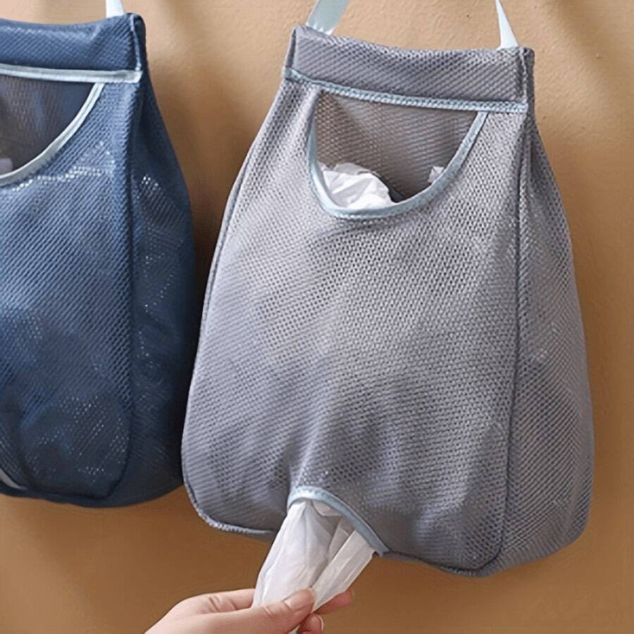 Washable Plastic Bag Dispenser - Wall Mounted Mesh Garbage Bag Dispenser - Multifunctional Kitchen Storage Bag - Washable Plastic Bag Rack Storage Organizer, Suitable For Kitchens Home Decor, Party Storage, Christmas Storage, New Year Storage - Wall-mounted Mesh Trash Bag - View 1