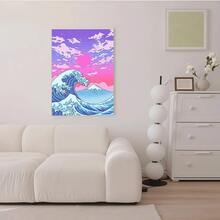 Framed 1pc Vibrant 80s Neon City Street Canvas Poster - Vaporwave-Inspired Anime Art Print With Japanese Street & Moon Scene,  Wall Decor For Modern Living Room, Bedroom, Home Office, Kawaii Room Decor - Framed(Framed(框架)) - 查看 5