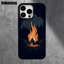 Fundas y carcasas protectoras con diseño de llamas del bosque y orificios grandes, compatibles con phone 16 Pro Max, 16, 15 Pro, 14, 14 Plus/14 Pro Max, 13, 13 Pro, 12 Pro, 11/11 Pro. Regalos para cumpleaños y festividades - Blanco - Ver 3
