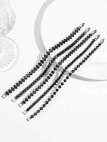 1PC Customizable Gemstone Dark Gothic Style Black Background Zirconia Necklace, Halloween Fashion High-Style Tennis Bracelet Hand Decoration