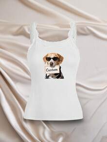 1pc Customizable Text Design Unique Style Women Tank Top, Best Birthday/Valentine's Day Gift For Family, Friends, Girlfriend, Wife - Multicolor - View 2