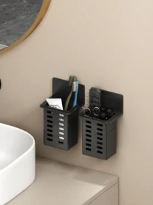 1/2pcs Wall Mounted Bathroom Storage Shelf, Punch-Free, Toilet Shower Room Washbasin Organizer Rack, For Small Items And Tools Home Bathroom Decor Bathroom Organizer , Bathroom Toilet Hand Washing Sink Toothbrush Toothpaste Comb Storage Artifact,Back To School,Bathroom Decor & Accessories