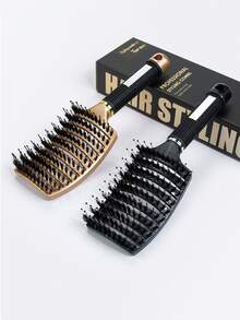 Cepillo de pelo de cerdas de jabalí con arco grande hueco, adecuado para hombres y mujeres, con función de masaje del cuero cabelludo, se puede usar para cabello seco y húmedo, fácil de transportar. Es un regalo ideal para el Día de San Valentín y el Día de la Madre. - Multicolor - Ver 13