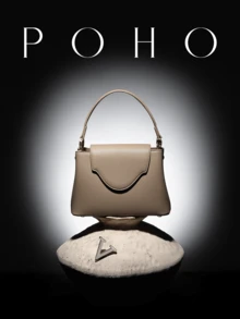 POHO品牌定制V型中号手提包，适合节日送礼 - 灰色 - 查看 4