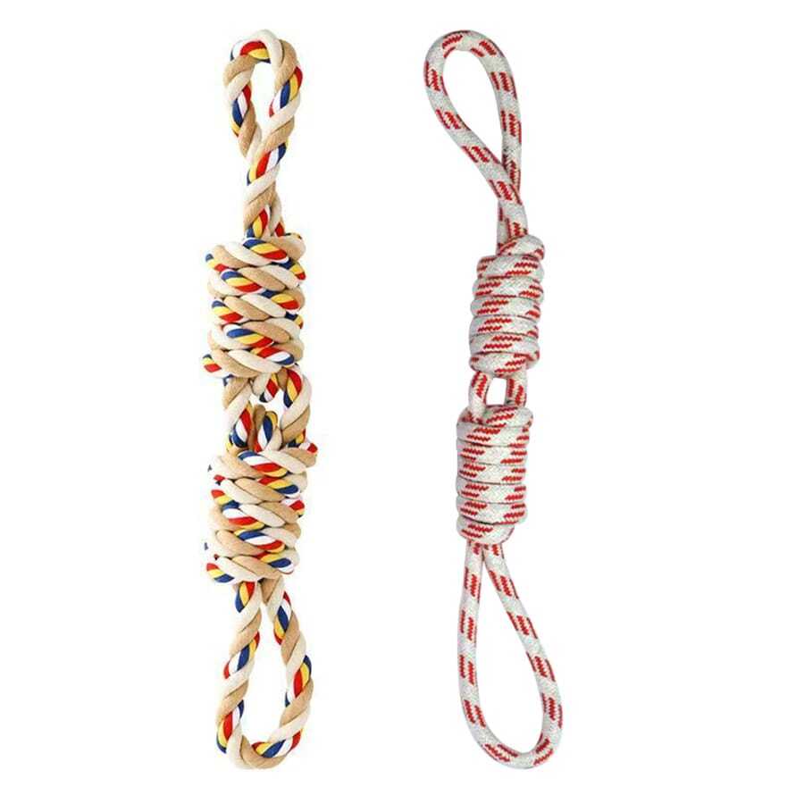 1pc Durable Woven Rope Dog Toy | Interactive Chewing And Tug-Of-War Game, Suitable For All Dog Breeds | Random Color, Suitable For Large Dogs, Puppy Toy - Multicolor - View 1