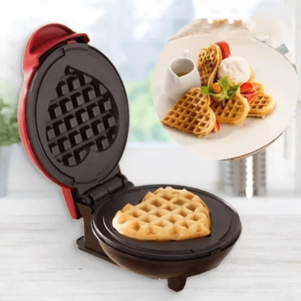 Máquina de Waffle Coração Antiaderente 550W Ideal para Café da Manhã e Lanches