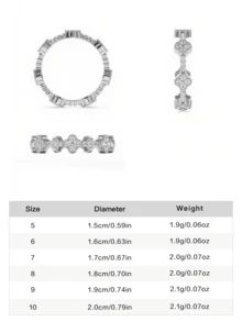 S925 Sterling Silver Colorful Cubic Zirconia Clover Ring, Lucky Four-Leaf Clover Brings Wealth & Fortune, Unique Luxury Jewelry Gift For Women, Birthday/Valentine's Day Present