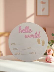 1件新生儿摄影道具“你好，世界”宝宝出生公告板，木质宝宝名字牌，宝宝纪念品，婴儿派对复活节礼物，男女通用 - 彩色 - 查看 10