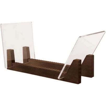 Jeatearly Vinyl Record Storage Holder Large Capacity Acrylic Ends Display Stand Wooden LP Album Desktop Rack
