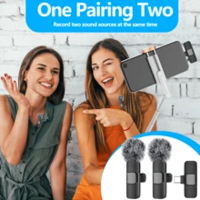 Wireless Lavalier Microphone Compatible With IPhone IPad Lapel Mics Plug-Play 2.4G Ultra-Low Delay Built-In Noise Reduction Chip 8H Working Time For Video Recording Interview Podcast Vlog - TyoeC (for IP15 Above) - View 6