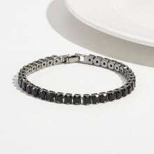 1PC Customizable Gemstone Dark Gothic Style Black Background Zirconia Necklace, Halloween Fashion High-Style Tennis Bracelet Hand Decoration