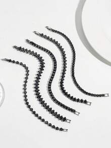 1PC Customizable Gemstone Dark Gothic Style Black Background Zirconia Necklace, Halloween Fashion High-Style Tennis Bracelet Hand Decoration