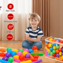 100pcs Ball Pit Balls For Toddlers,2.15 Inch Crush Proof Plastic Toy Balls For Ball Pit, Children's Pool Water Toys, Macaron Ocean Balls For Play Tent - Planet Stick Rainbow Color - View 6