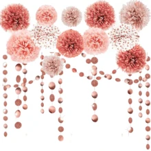 Decoraciones para fiesta de cumpleaños estilo boho en colores rosa polvoriento, rosa marchito, brosado, beige e marfil, para fiestas de 15, 21 y 30 años, decoraciones de cumpleaños boho y neutras para fiestas boho - Conjunto de fiesta retro rosa - Ver 8