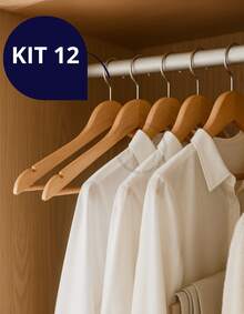 Kit Of 12 Premium Ivory Wooden Hangers For Clothes And Pants With Chrome Hook - 象牙 - 查看 5