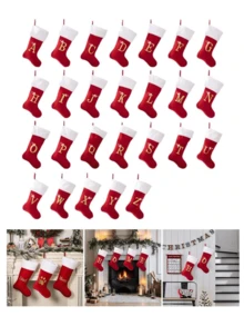Monogram Christmas Stockings,2026 Christmas Stockings Xmas English Letters Hanging Stockings Christmas Socks Double Sided Fireplace Hanging Stockings For Christmas Party Decoration New Year Party Gift Favors Supplies,Personalized Initial Christmas Stocking, Family Holiday Xmas Party Decor Home Decor Christmas Decorations Room Decor Winter