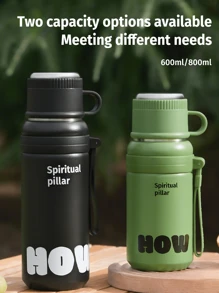 1个27盎司不锈钢保温水瓶，带背带和提手 - 大容量、防漏、便携，适合户外活动、徒步旅行、露营、运动和旅行 - 带盖，可用作水杯，是开学季必备品 - 彩色 - 查看 8