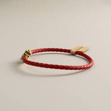 BLKSMTH 18K Gold Plated Leather Style Lucky Four-Leaf Clover Bracelet For Women - Four-leaf Clover/red Gold - View 10