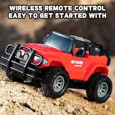 1/16 Scale 4-Way Remote Control Car Toy With LED Lights, Children's 4-Way Off-Road RC Car, Remote Control Racing Car