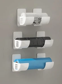 2/4/6/8/12 Holeless Garbage Bag Storage Racks, Wall-Mounted Kitchen Storage Racks, Garbage Bag Racks, Wall-Mounted Kitchen Organizers, Shelves On The Wall For Kitchen Storage, Food, Garbage Bag Storage Racks, Space-Saving, Wall-Mounted Design, Available In Various Colors, Halloween, Kitchen, Essential For Living Room Home Storage