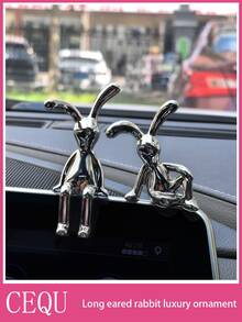 2pcs Car Decoration Cute Rabbit Interior Center Console Instrument Panel Screen Decoration Advanced High End Car Decoration Unisex - Rabbit - View 2