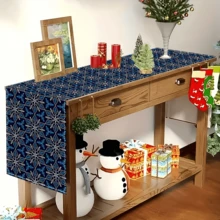 1/20pcs Christmas Table Runner, Retro And Atmospheric Style, High-End Pattern Table Runner, Winter Rectangular Table Runner, Suitable For Theme Parties, Home Decoration, Suitable For Indoor And Outdoor, Christmas Decoration. - Multicolor - View 5