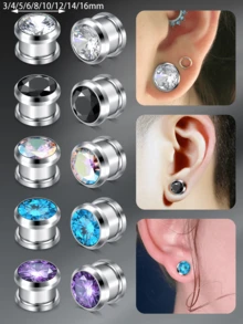 CIZME 4-16mm 2pcs Ear Gauges Stainless Steel Ear Tunnels Plugs Stretchers Expande Ear Piercing Jewelry For Women Men - Auricle - View 3