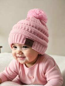 1 pièce Bonnet bébé garçon fille nouveau-né bambin enfant pompon noir chapeau tricoté douillet hiver chaud mignon style Y2K - 1PC - Voir 12