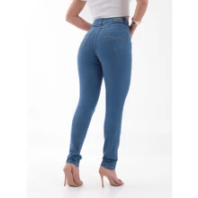 Calça Skinny  Casual    Jeans    Feminina - Lavagem clara - Visão 4