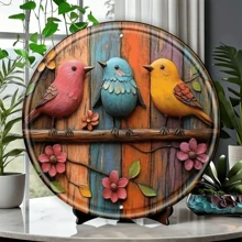 1 pieza Decoración de pared de metal con rama de árbol y pájaro en 2D - 20cmx20cm, metal duradero, de alta calidad y resistente a la intemperie, con agujeros perforados previamente para una fácil instalación, adecuado para decoración interior/exterior, estilo rústico, decoración del hogar al aire libre, arte de pájaros vibrantes, para amantes de los pájaros, habitación de niños, estilo de granja