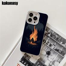 Fundas y carcasas protectoras con diseño de llamas del bosque y orificios grandes, compatibles con phone 16 Pro Max, 16, 15 Pro, 14, 14 Plus/14 Pro Max, 13, 13 Pro, 12 Pro, 11/11 Pro. Regalos para cumpleaños y festividades - Blanco - Ver 2