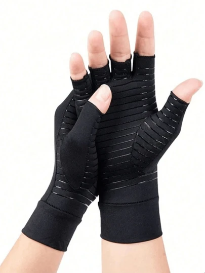 Micro Pressure Gloves, Silicone Anti Slip Copper Ion Gloves, Women Men Half Finger Gloves For Typing, Fitness, Cycling, Outdoor Activities, Rehabilitation Therapy.