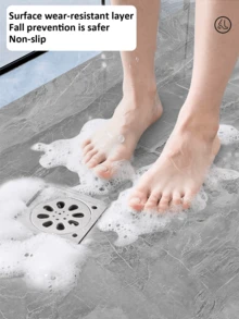 全新浴室防水地板贴纸 - 自粘防滑乙烯基瓷砖（30秒DIY升级！防霉防刮）15.7英寸 X 196.8英寸