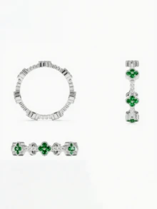 S925 Sterling Silver Colorful Cubic Zirconia Clover Ring, Lucky Four-Leaf Clover Brings Wealth & Fortune, Unique Luxury Jewelry Gift For Women, Birthday/Valentine's Day Present