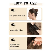 Ekstensi Rambut Ekor Kuda, Ekor Kuda Lurus Panjang dengan Tali Serut, Ekstensi Rambut Jepit Lembut Alami, Potongan Rambut Sintetis Tahan Panas, 32 Inci, 165g, Hitam, 613# - Krem - View 7