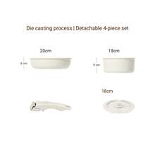 5件套可拆卸炊具套装，不粘煎锅，炖锅，可拆卸手柄，大理石涂层，高品质锅具，耐热可拆卸手柄，可用作炊具和餐具，家庭晚餐用品，派对用品 - 彩色 - 查看 14